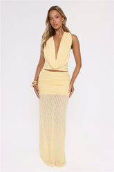 Hola Chica Cowl Neck Knit Top Yellow
