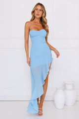 Attraction Style Strapless Maxi Dress Blue