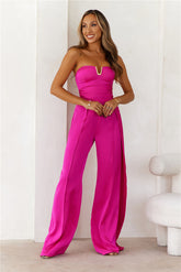 HELLO MOLLY Diva Of The Night Strapless Jumpsuit Fuchsia