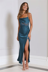 Dressing To Impress Satin Maxi Dress Teal