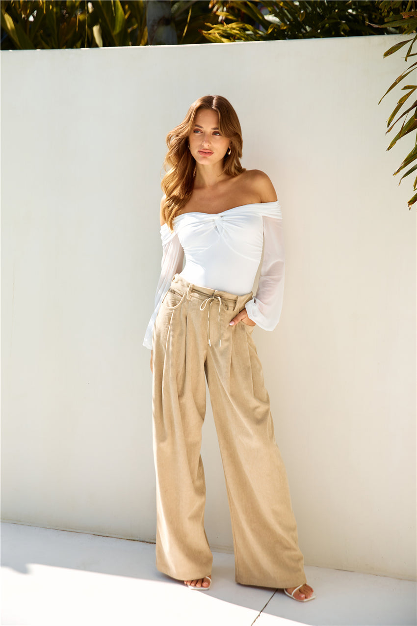 Fashionably Late Off Shoulder Mesh Bodysuit White