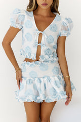 Brighter Blooms Mini Skirt Blue