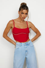 Glam Look Crop Top Red