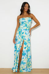 RUNAWAY Rylee Maxi Dress Teal Floral