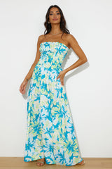RUNAWAY Rylee Maxi Dress Teal Floral