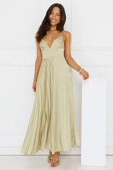 Exclusive Invite Satin Maxi Dress Lime