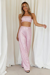 HELLO MOLLY Shimmer Life Sequin Crop Light Pink