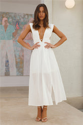 Sandy Beach Midi Dress White