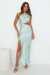 Poker Power Satin Maxi Dress Green