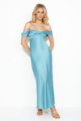 Classy Together Satin Maxi Dress Blue