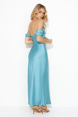 Classy Together Satin Maxi Dress Blue