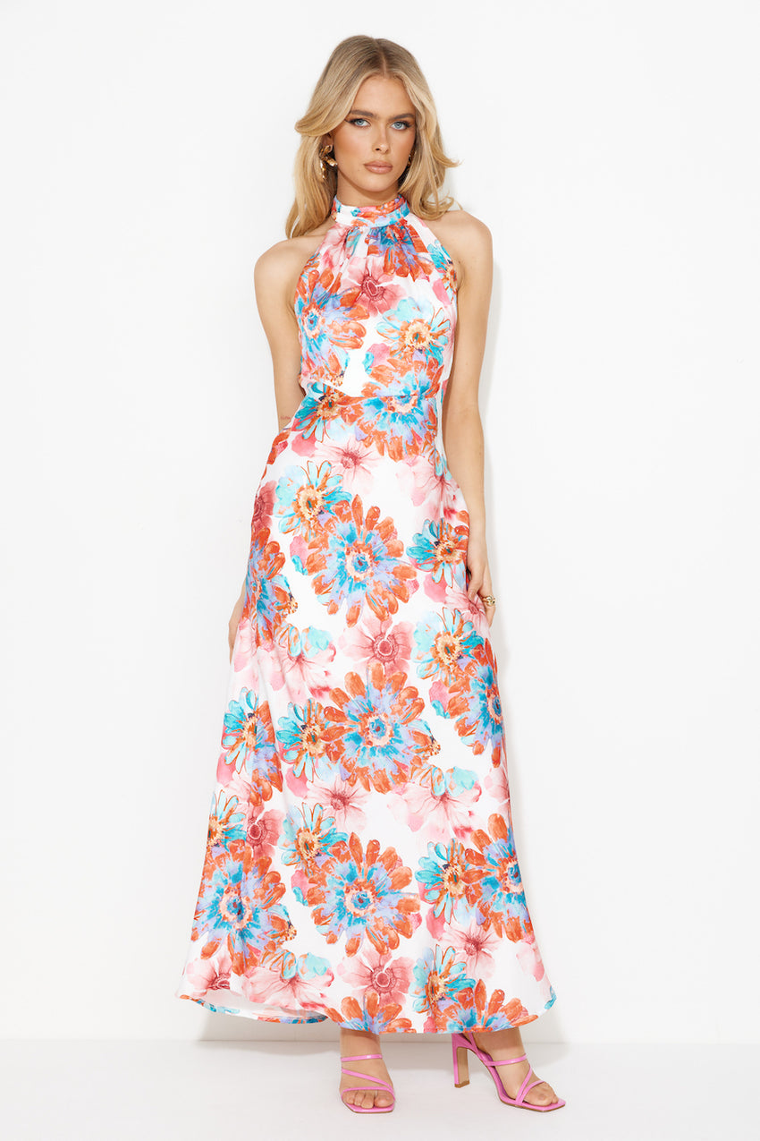 Floating Dreams Satin Maxi Dress Red