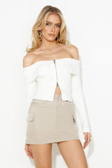 Time To Get It Ribbed Top White