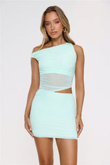 Candle Cloud Mesh Off Shoulder Mini Dress Mint