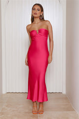 Who's That Girl Satin Maxi Dress Pink