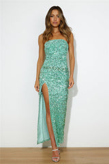 Sparkle From Far Sequin Maxi Dress Green
