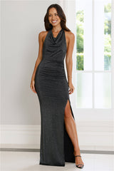 Lavish Luxuries Halter Maxi Dress Black