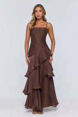 Peachy Glow Maxi Dress Brown