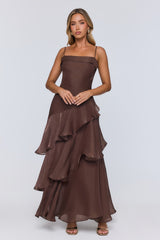 Peachy Glow Maxi Dress Brown