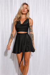 HELLO MOLLY Summer Fuse Satin Mini Dress Black