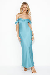 Classy Together Satin Maxi Dress Blue