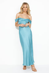 Classy Together Satin Maxi Dress Blue